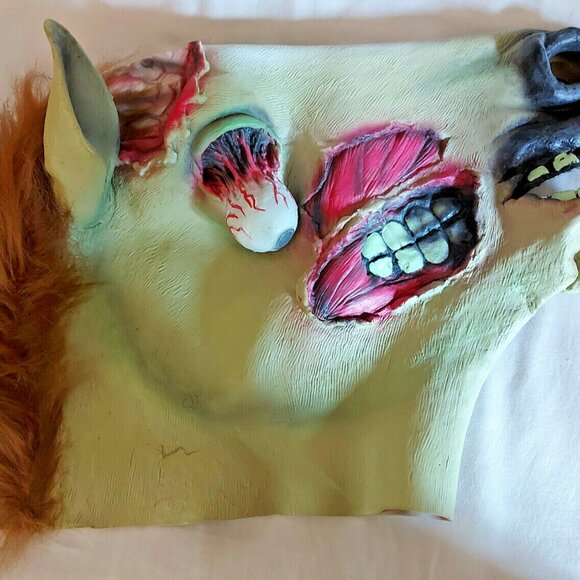 ZOMBIE Bloody HORSE MASK Halloween horror Archie McPhee Costume 14+ Adult NEW - Picture 2 of 7